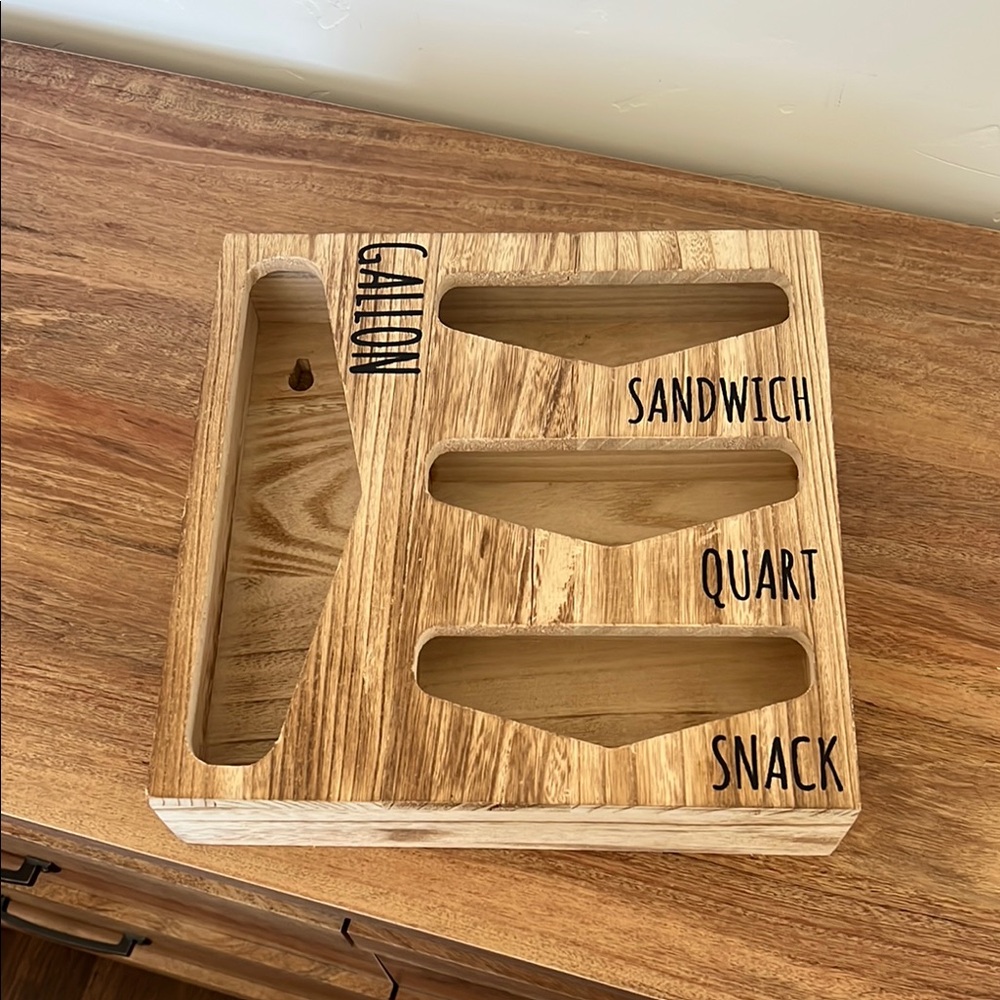 Drawer or wall ziplock bag holder